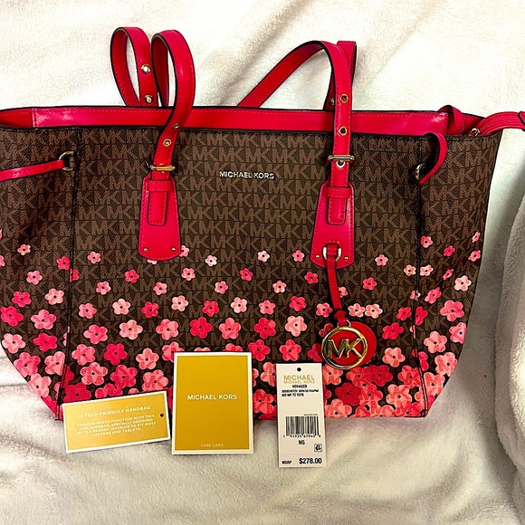 Michael Kors Handbags - NWT Cherry Blossom Michael Kors Large Tote